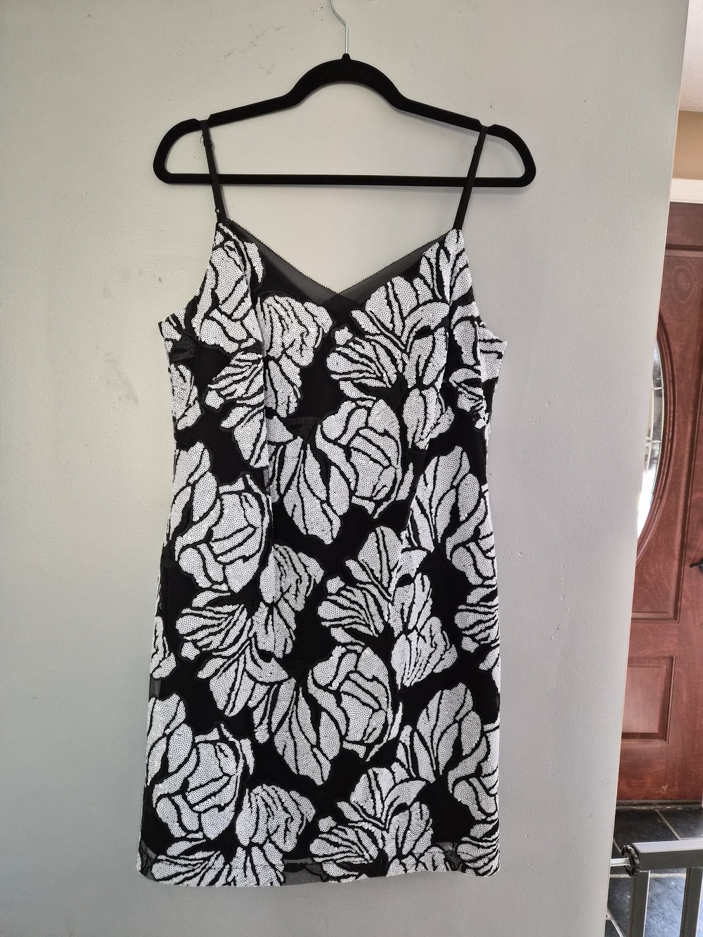White House Black Market Black and White Floral  Slip Dress